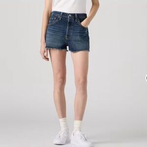 Levi's 501 Short High Rise Dark Blue Denim Cutoff Shorts